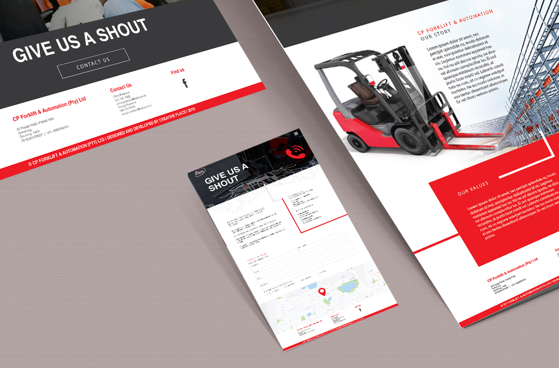 cp forklift and automation website flay layout